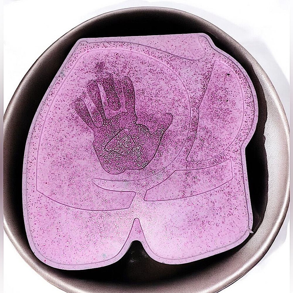 Lavender rose shimmer soap butt print handmade 5x5in 9oz oatmeal based